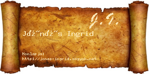 Jónás Ingrid névjegykártya